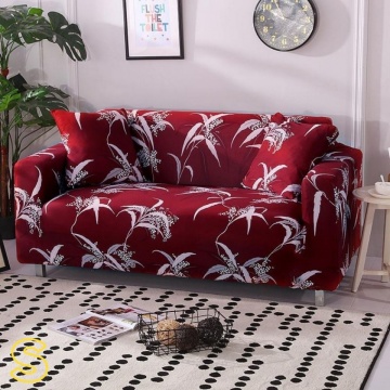 Husă modernă East Comfort HES-07, alb cu grena, material elastic pentru mobilier tapițat, vedere alternativă