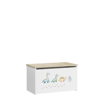 Ladă pentru jucării DARIA – 73x40x42 cm – Alb / Sonoma / DINOSAURS - Img 2