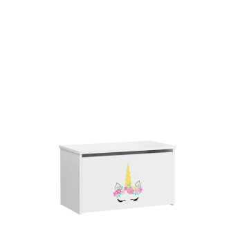 Ladă pentru jucării DARIA – 73x40x42 cm – Alb / Unicorn / UNICORN - Img 2