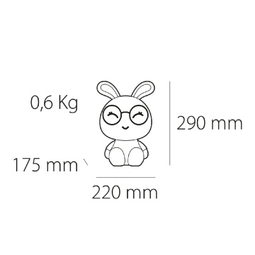 Lampa de veghe pentru copii Cute Pet Rabbit 1, 1x E14 / 7W / 12V, alb / roz, Kelektron - Img 9