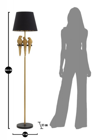Lampadar auriu/negru din metal, Soclu E27 Max 40W, ∅ 37 cm, Parrots Mauro Ferretti - Img 6
