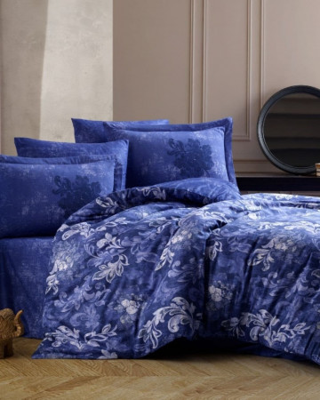 Lenjerie de pat, 100% bumbac, tesatura satin, bleumarin, Adele, HBS-71