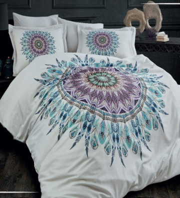 Lenjerie de pat, bumbac satinat, pat 2 persoane, 6 piese, Harmony, L3DV-01