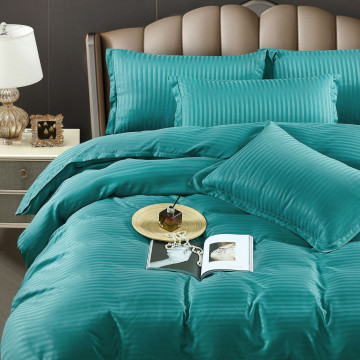 Lenjerie de pat dublu, cu elastic, damasc, turquoise, 6 piese, DME-15 - Img 2