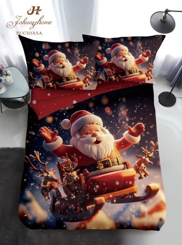 Lenjerie Finet Crăciun 4 Piese | Santa Sleigh Ride | 1 Persoană | Johnny Home