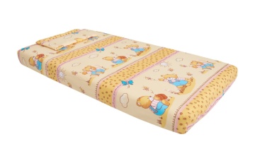 Lenjerie patut bebe, SomnART, cearceaf pat 60x120x10 cu elastic, cearceaf pilota 80x110, perna joasa 20x35, Honey - Img 5