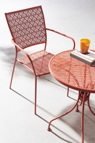 Masa de cafea pentru exterior rosu caramiziu din metal, ∅ 60 cm, Lizette Bizzotto - Img 6