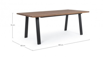 Masa din lemn, dreptunghiulara, 200x100 cm, Oslo, Bizzotto - Img 2