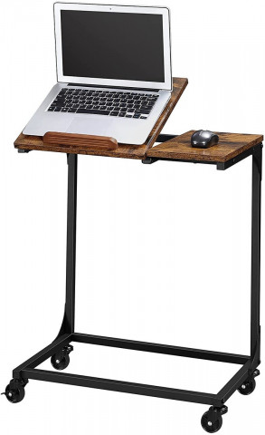 Masa pentru laptop, Vasagle, 55 x 35 x 66 cm, PAL, otel, maro rustic/negru - Img 3