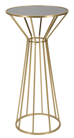 Masuta auxiliara neagra/aurie din sticla temperata si metal, 100 cm, New Mauro Ferretti