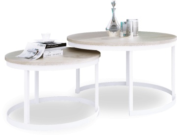 Măsuță de cafea 2in1 OKIN – 75x75x43 cm – Alb / Sonoma – cadru alternativ al produsului