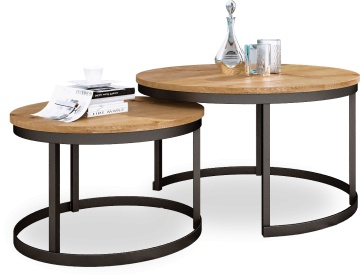 Măsuță de cafea 2in1 OKIN – 75x75x43 cm – Negru / Stejar Artisan – fotografie alternativă de produs