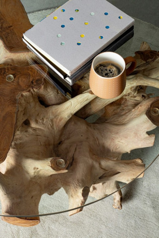 Masuta de cafea finisaj natural din lemn de Teak, ∅ 80 cm, Rosalind Bizzotto - Img 4