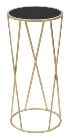 Masuta de cafea neagra/aurie din sticla temperata si metal, ∅ 35 cm, Simple Mauro Ferretti