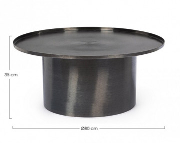 Masuta de cafea neagra din metal, Ø 80 cm, Kalpita Bizzotto - Img 2