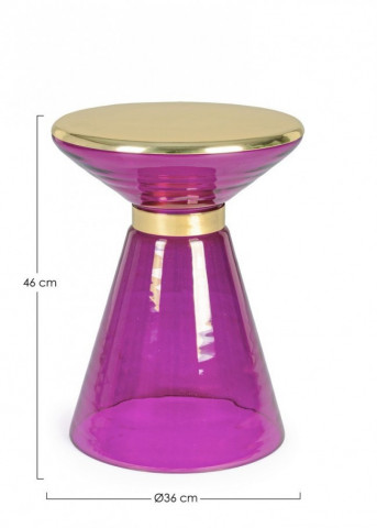 Masuta de cafea violet/aurie din sticla si metal, ∅ 36 cm, Meriel Bizzotto - Img 2
