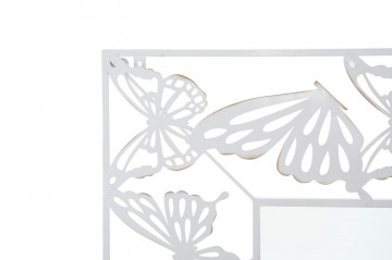 Oglinda decorativa alba cu rama din metal, 115x85x1 cm, Butterflies Mauro Ferretti - Img 2