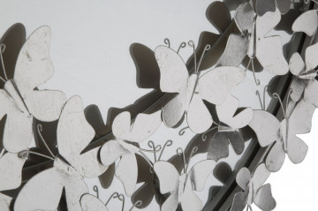 Oglinda decorativa argintie cu rama din metal, ∅ 91 cm, Butterflies Mauro Ferretti - Img 3