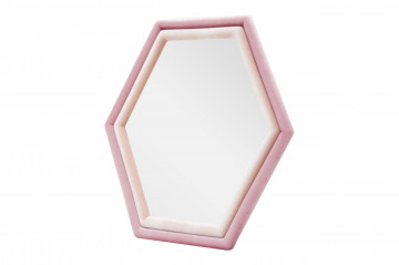 Oglindă decorativa roz din MDF si textil, 75 x 80 x 4 cm, Tony Mauro Ferreti - Img 2