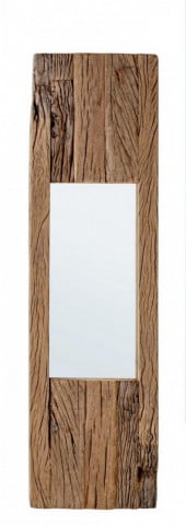 Oglinda dreptunghiulara maro din lemn reciclat, 90x25 cm, Rafter Bizzotto - Img 1