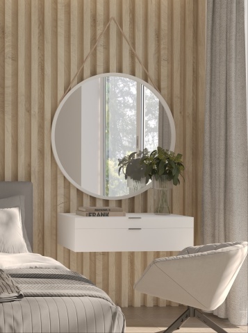 Oglindă Grace Round Mirror on a rope 80cm – Alb - Img 2