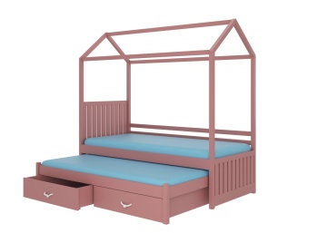 Pat dublu pentru copii, cu saltele, 180x90 cm, Jonaszek, ADRK Furniture – imagine de produs pentru prezentare