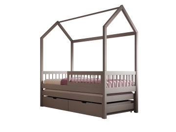 Pat House Artes II – cu somieră inclusă – Gri – House Bed Artes II – Varianta 1