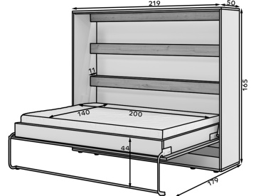 Pat rabatabil Devesto Horizontal Wall 140 Artisan Eiche LED, 200x140 cm – Artisan Eiche - Img 15