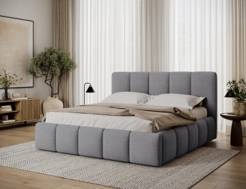 Pat tapițat Edvige, 140x200 cm cu somieră din lemn, mecanism de ridicare, ladă de depozitare – Royal 04 - Img 6