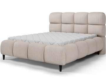 Pat tapițat ELTAP Giberio, 180x200 cm, somieră metalică, ladă depozitare, bej, Jarell 18