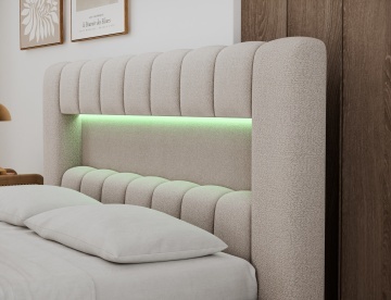 Pat tapițat Lamica, 180x200 cm cu somieră din lemn, mecanism de ridicare, ladă de depozitare – Royal 18 - Img 14