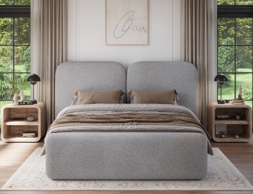 Pat tapițat Ollival, 140x200 cm cu somieră metalică, ladă de depozitare – Royal 04 - Img 5