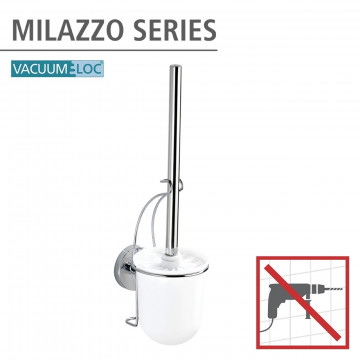 Perie de toaleta cu suport autoadeziv, Wenko, Milazzo Vacuum-Loc®, 10 x 36.5 x 12 cm, inox - Img 5