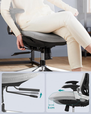 Scaun de birou ergonomic, 70 x 70 x (115-125) cm, metal / textil, negru /gri, Songmics - Img 4