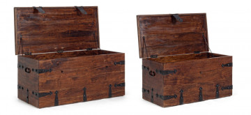Set 2 cufere pentru depozitare maro din lemn de Acacia, 102 - 83 cm, Jaipur Bizzotto - Img 5