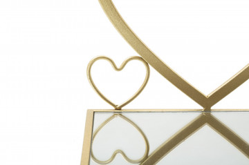 Set 2 noptiere cu oglinda aurii din metal, 41,5x18x21 cm, Hearts Mauro Ferretti - Img 5