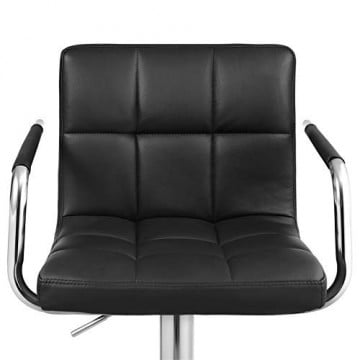 Set 2 scaune bar, 44.5 x 38 x 95-115 cm, piele ecologica / metal, negru, Songmics - Img 7
