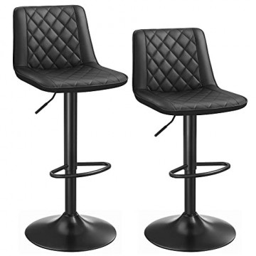Set 2 scaune bar negre din piele ecologica si metal, 41x47x87.5 cm Vasagle - Img 1