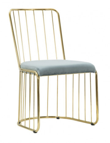 Set 2 scaune dining aurii din metal si catifea, 56 x 47 x 82 cm, Cage Mauro Ferreti - Img 1
