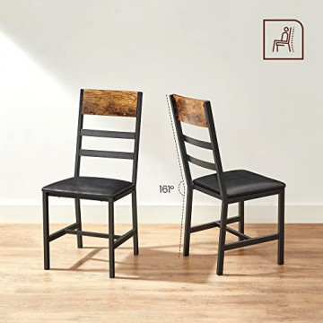 Set 2 scaune dining, PAL melaminat / metal, maro / negru, Vasagle - Img 7