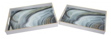Set 2 suporturi decorative pentru obiecte, sticla / plastic, 40x30x4 cm / 35x25x3,5 cm, Coppia Mauro Ferreti - Img 4