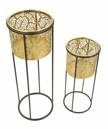 Set 2 suporturi pentru ghivece, auriu / negru, metal, Ø 17 cm / Ø 13,5 cm, Coppia Mauro Ferreti - Img 2
