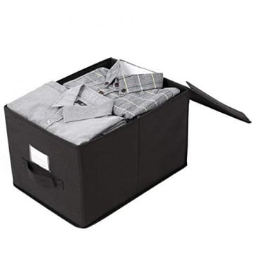 Set 3 cutii pliabile pentru depozitare, carton / textil, negru, Songmics - Img 4