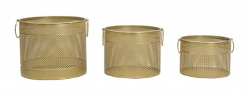 Set 3 suporturi pentru ghivece aurii din metal, ∅ 40 - ∅ 35 - ∅ 30 cm, Cage Mauro Ferretti - Img 1
