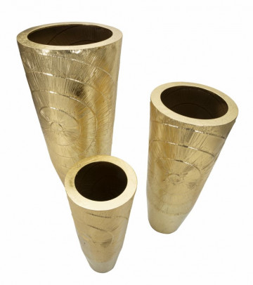 Set 3 vaze aurii din metal, Ø 50,8 cm / Ø 40 cm / Ø 29,8 cm, Glasy A Mauro Ferreti - Img 2