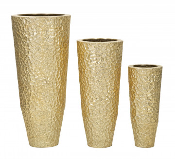 Set 3 vaze aurii din metal, Ø 50,8 cm / Ø 40 cm / Ø 29,8 cm, Glasy Mauro Ferreti - Img 4