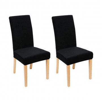 Set 6 huse elastice pentru scaun, catifea, negru, HCJS-04 - Img 2