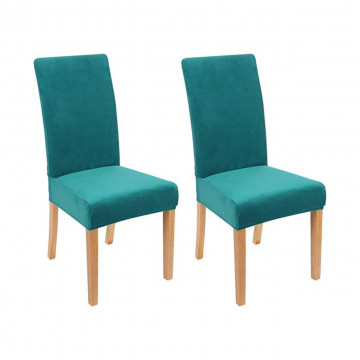 Set 6 huse elastice pentru scaun, catifea, turquoise, HCJS-09 - Img 2