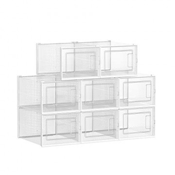Set 8 cutii pentru depozitare incaltaminte, polipropilena, alb / transparent, Songmics - Img 1