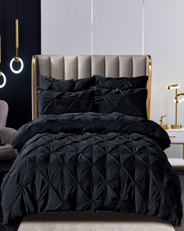 Set Lenjerie de Pat Bumbac Finet Uni, 6 Piese, Pat 2 Persoane, Negru, FNJS-33 – imagine de ansamblu a produsului